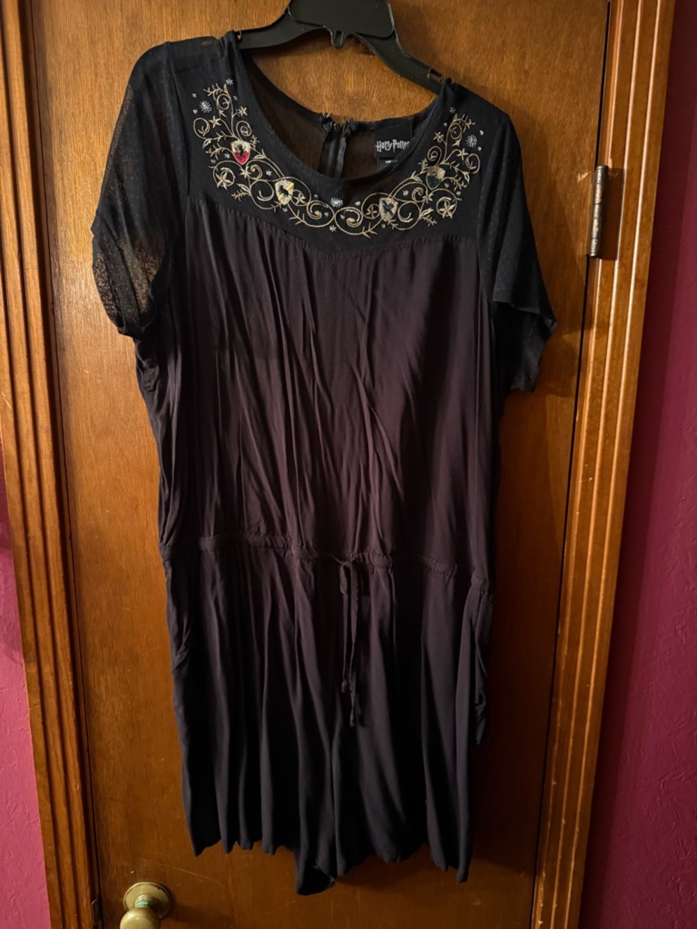 New Black Torrid Harry Potter Embroidered Mesh Romper